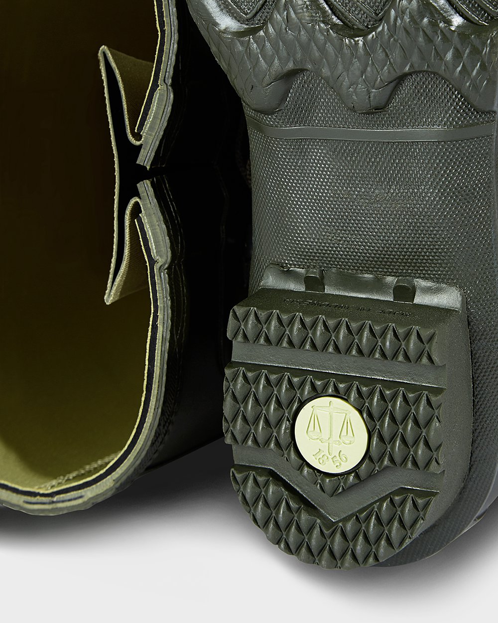 Mens Tall Rain Boots - Hunter Norris Field Side Adjustable Neoprene Lined (18FUKVROY) - Dark Olive